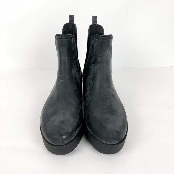 Jeffrey Campbell Womens Cloudy Chelsea Rain Boot 9 Black Round Toe Elastic Gores - Picture 3 of 10